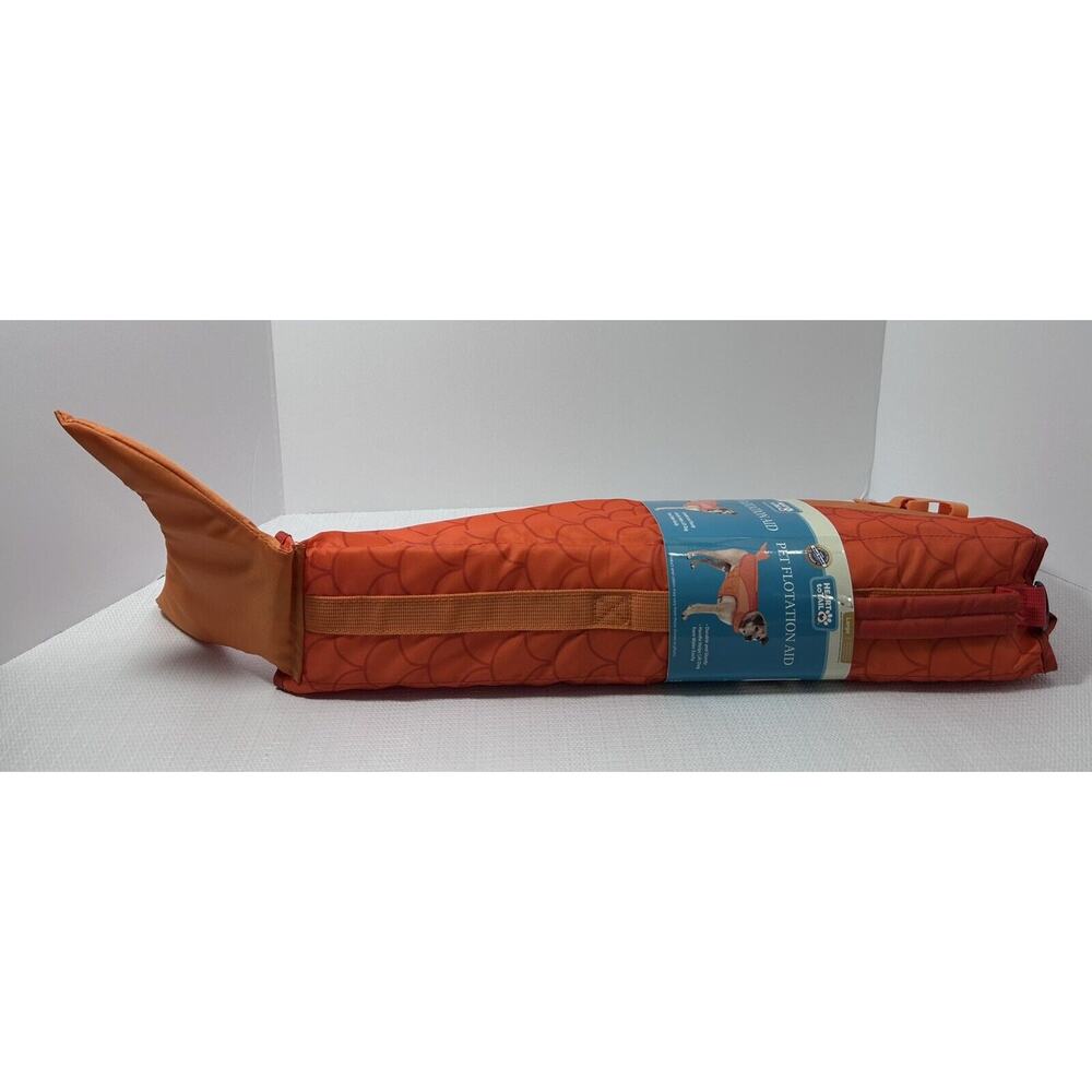New Orange Fish Dog Life Jacket Goldfish Sz Large 70-110 Ibs Handle And Tail - Picture 4 of 12